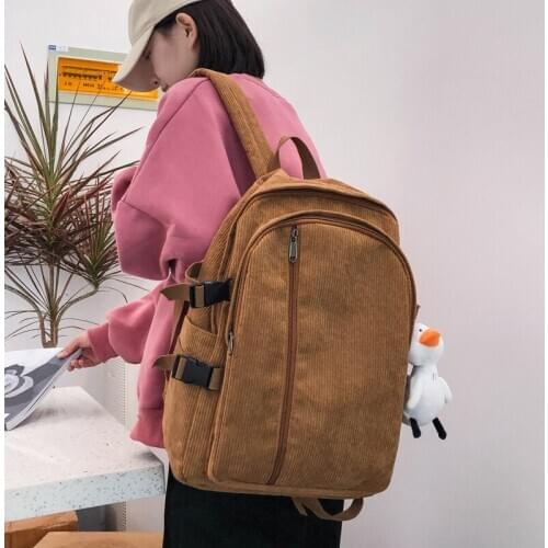 Couple Campus Simple Backpack Women Men School Backpacks Female Vintage Corduroy School Bags for Teenage Girls Harajuku Purse