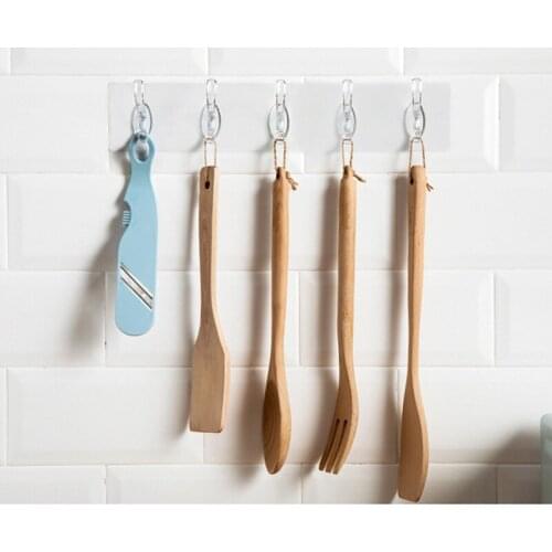 Transparent Waterproof Home Plastic Hook Shelf Sticker for Kitchen Bathroom Strong Sticking Wall Hooks For Hanging Storage Rack