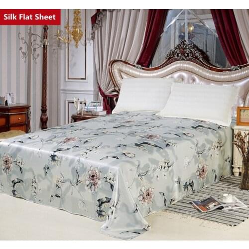 Silk flat sheet 1pc 100% mulberry silk 16.5mm multicolor comfortable printed ls17-sffs02