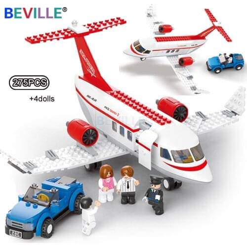 Sluban 275Pcs Aviation World Airport Concept Airbus Aircraft Model Building Blocks Sets Assembling City Aeroplane Toys Bricks
