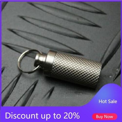 Titanium Alloy Waterproof Capsule Pills Box Container Case Keychains Pendant