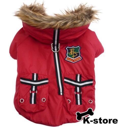 Top quality Sport dog clothes waterproof fur collar dog coat jacket pet cat clothes