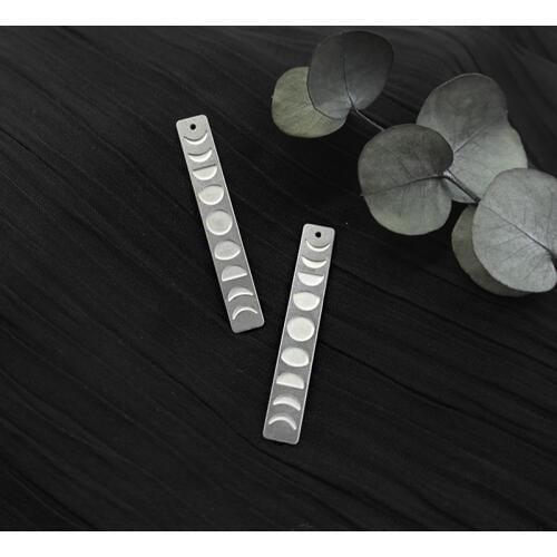 Stainless Steel Jewelry Findings Components Necklace Pendant Laser Cut Etched Bar Moon Phases Titanium Steel Charm