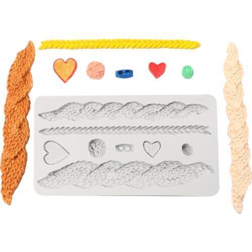 Knitting Texture Heart Lace Shape Silicone Fondant Mold Cake Chocolate Clay Gumpaste Mold Kitchen Sugar Border Baking Tool