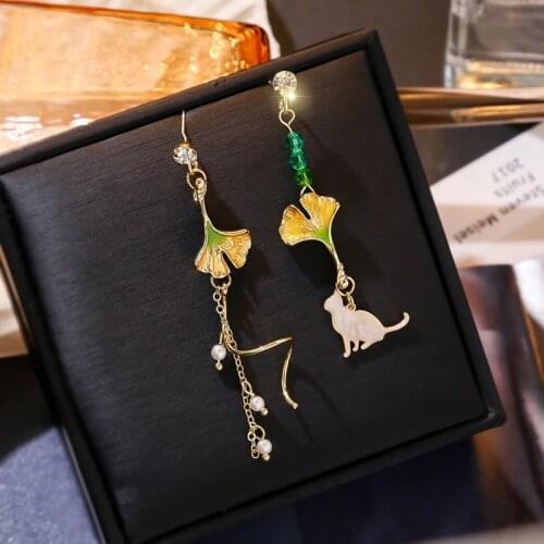 Japanese cherry branch girl heart elegant sweet pink earrings jewelry temperament wild student fashion earrings