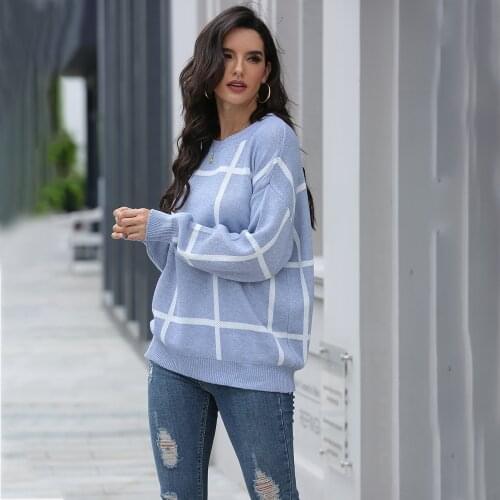 Sweater Women Pullover 2021 Sweater Spot Pullover Round Neck Large Square Loose Knit Sweater Warm Sweaters Dropshipping SJ3216