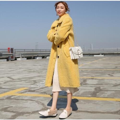 HStar Women Artificial Sheep Shearling Coats Faux Lambswool Jacket Winter Casual Long Sleeve Overcoat Thicken Warm Outwear