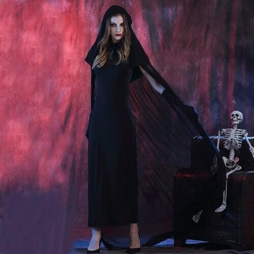 Ladies The Zombie Bride Horror Halloween Fancy Cloak Dress Costume Horror Black Female Ghost Party Outfit Cosplay