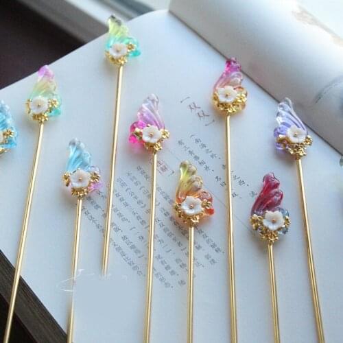 1pcs Handwork Butterfly Hairpin Hair Accessories Hair Stick for Hanfu Daily Cosplay Prop Decor Women Girl Gift
