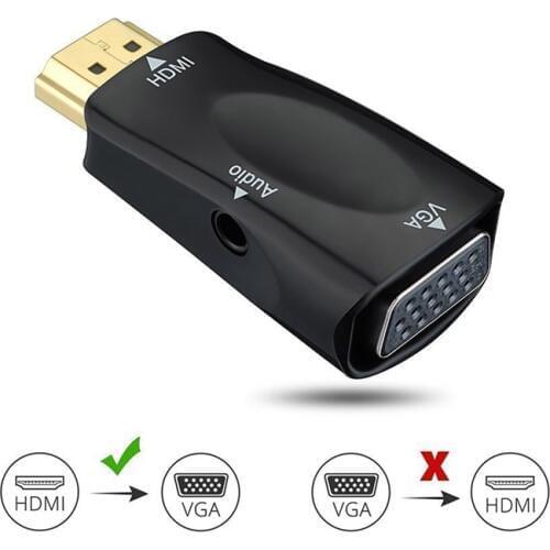 1080P HDMI Male to VGA Female Adapter Video Converter with Audio Output N3 Black