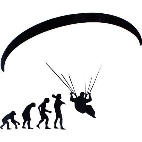 15.9*13.2CM Fashion Human Evolution Paragliding Car Stickers Cartoon Motorcycle Vinyl Decals RW-027