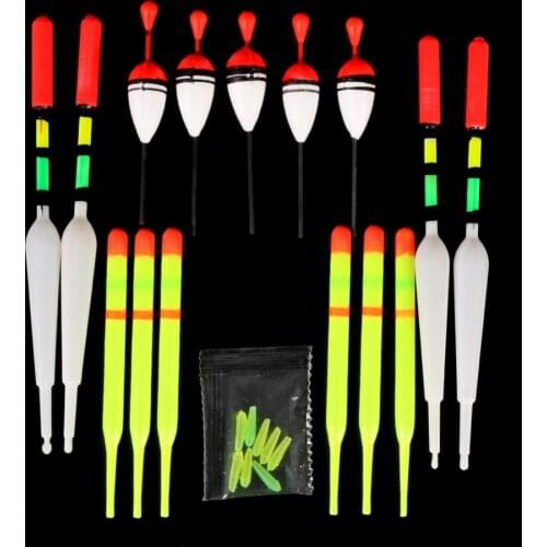 15pcs Vertical Buoy Sea Fishing Floats Assorted Size for Most Type of Angling with Attachment Rubbers Fishing Lures Accessories