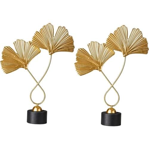 2 Pieces Art Leaf Shape Sculpture Ornament Wall Sculpture Crafts Bedroom for Wedding Birthdays