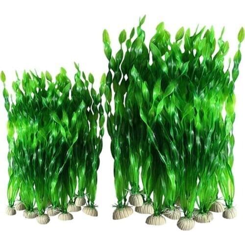 20PCS Artificial Decorative Plastic Aquarium Fish Tank Decoration Plastic Plants (20Pcs Green)