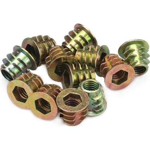 230pcs/box Assorted Flanged Hex Drive Head Furniture Nuts M4 M6 M8 M10 Zinc alloyl Thread For Wood Insert Nut