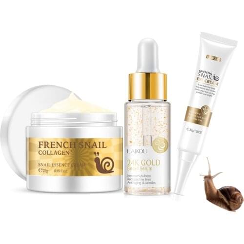 24K Gold Snail Nourishing Face Serum Anti-Fine Lines Firming Skin Eye Cream Anti-aging Facial Essence Improve Drying Face Cream