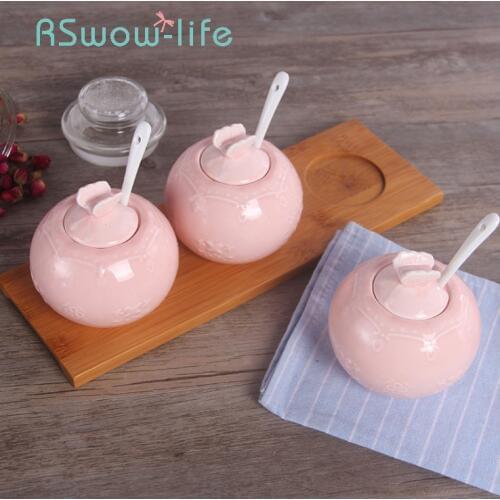 4Pcs Creative Seasoning Jar Ceramic Seasoning Tank Salt Bottle Spice Jar Spice Container For Kitchen Supplies