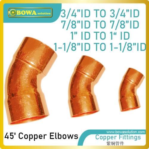 45' Copper Elbows is designed to connect different direction refrigerant pipelines by framework or parts situation demands
