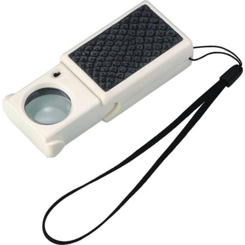 45x Lighted Pop-up Pocket Magnifying Glass with LED Lights Jewelry Loupe
