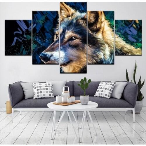 5 Pieces Forest Wolfs Animal Modern Home Wall Decor Canvas Modular Picture Art HD Print Painting On Canvas abstract Artworks