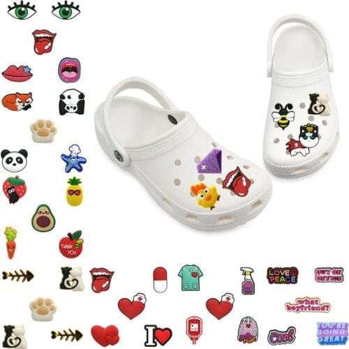 5pcs Animals Dog Cat PVC Shoe Charms Medical Viscera Accessories Heart Mouth Eyes Decorations Avocado Apple Ornaments Kids Gift