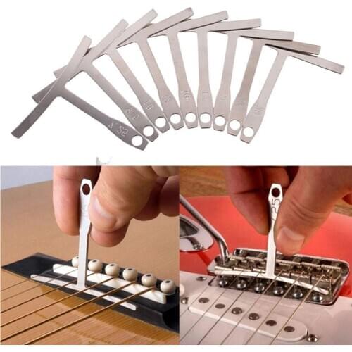 9Pcs/Set Stainless Steel Guitar Understring Radius Gauge Builder Luthier Tool