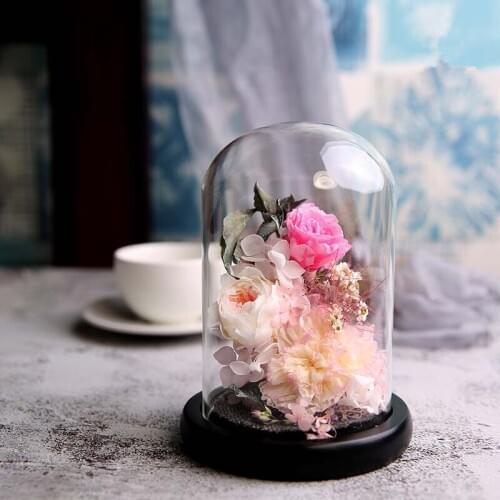 Free Shipping 15*17cm Black Base Glass Dome Vase Home Decoration DIY Friend Gift Wedding Favor Gift Creative Cover