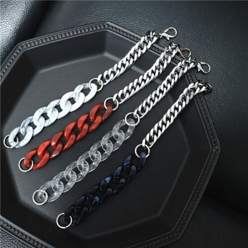 New Statement Acrylic Stainless steel Chain Charm Bracelet For Men Women Cuff Pulseras Bracelets & Bangles Fashion Jewelry Gifts