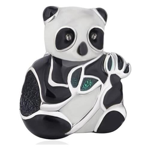 Genuine 925 Sterling Silver Animal Beads Sweet Panda Charm With Enamel Fits Original Pan Bracelet & Necklace DIY Jewelry Ma