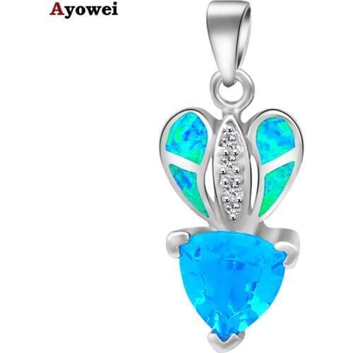Designers ! Wholesale Nice gifts Anniversary Blue Fire Opal Fashion jewelry stamp Fashion Silver Pendants OP280