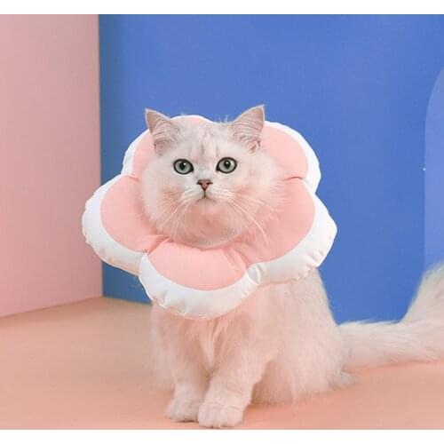 Pet Cat Dog Elizabeth Circle Collar Flower Shape Cotton Adjustable Dogs Protective Neck Collar Cone Pet Recovery Wound Collars