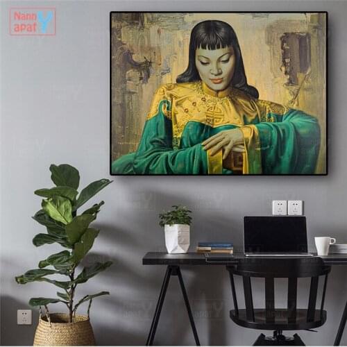 Printed Oil Canvas Painting Tretchikoff Lady From Orient Reproduction Posters and Prints Scandinavian Wall Picture Hoem Decor