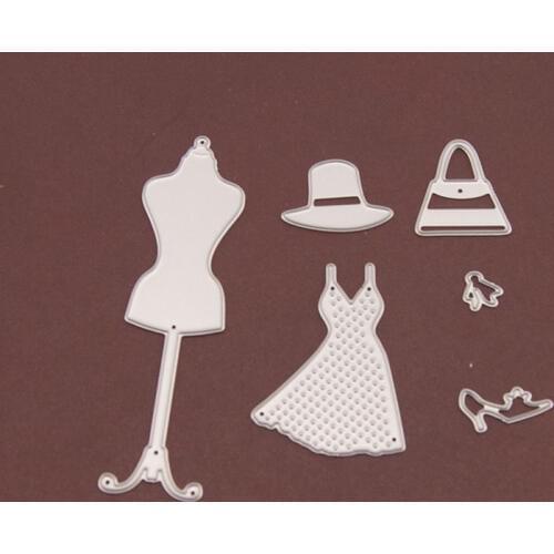 Metal Cutting Dies for Scrapbooking Clothes Skirt Hat Handbag Shoes Stencil Paper Card Making Model Craft 2020 Hanger Decoration