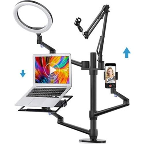 ZB-2 esktop Live Stand Set 6-in-1 with 10" LED Ring Light Microphone Mount Monitor Holder Laptop Stand For Youtube Makeup Video