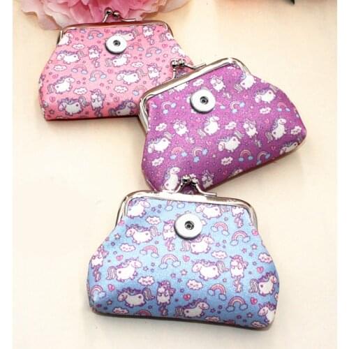 2021 NEW 18mm Snap Button jewelry Coin Purses Small-Wallets Money-Bags For girls gift QB7003