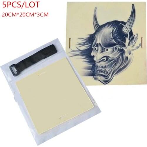New 5PCS Blank Tattoo Practice Sheet Fake Skin Sheet Double Side Use Blank Practice Skin With Strap 20x20cm Supply STPS-S20