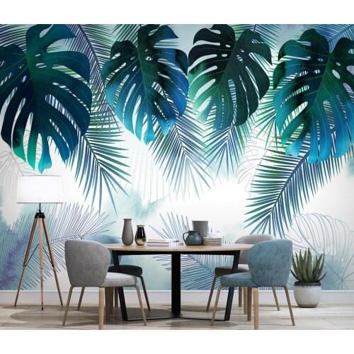 Beibehang Custom wallpaper Nordic tropical plants watercolor line drawing leaves tv wall papel de parede 3d wallpapers