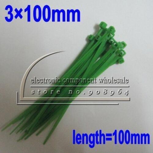 PHIOPILAN 500pcs 4" inch 3mm *100mm TW=3MM W=2MM L=100MM Green Cable Wire Zip Ties Self Locking self-locking Nylon Cable tie