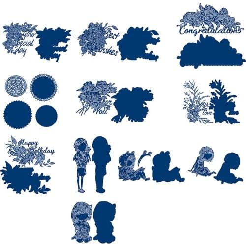 Matching Series Lovely Little Girl and Flower Cutting Dies Matchable Special Paper for Diy Scrapbooking Ablum Photo New Cards