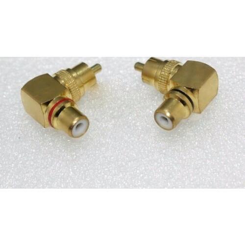 Gold plated Brass RCA right angle connector plug adapters male to female 90 degree