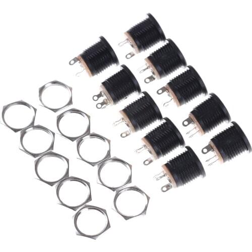 10Pcs for DC022 DC Power Supply Jack Socket Female Panel Mount Connector 5.5mm 2.1mm Plug Adapter 5.5*2.1 Wholesale