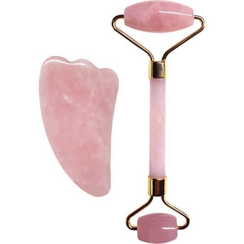 Rose Quartz Roller Face Massager Lifting Tool Natural Jade Slimming Facial Massage Roller Anti Cellulite Wrinkle Guasha Board