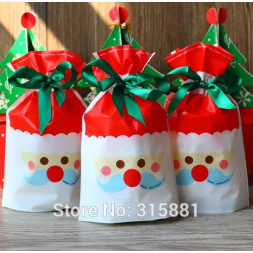 Christmas gift Drawstring Bags Cookies Wrappers -Snacks,Party, Favor,Gift,Plastic Package Bag 50pcs/lot