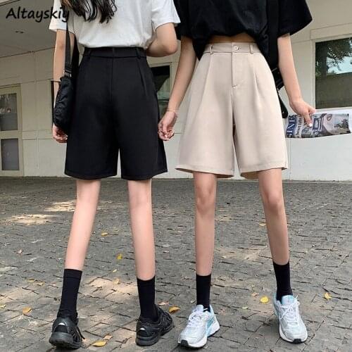 Shorts Women Korean Style Solid Simple High Waist Straight Loose Comfort Streetwear Students Casual Harajuku All-match Summer
