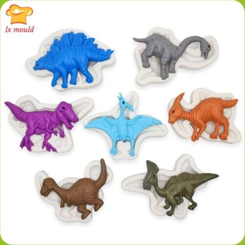 New Dinosaur Cake Decoration Chocolate Baking Moulds Cartoon Tyrannosaurus Stegosaurus Fondant Silicone Molds