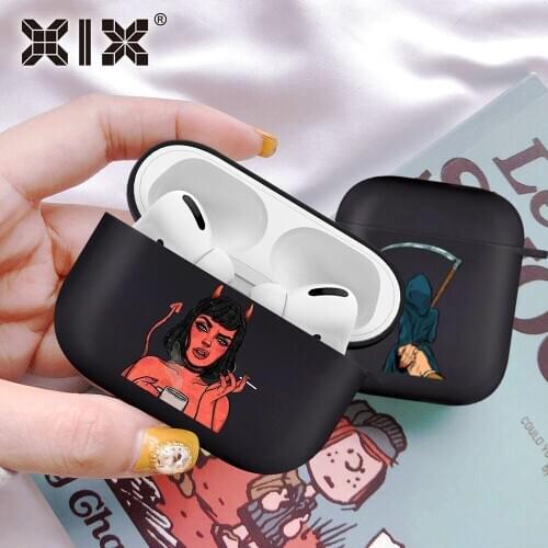 Silicone Cover for Airpods 1/2 Earphone Devil Girls Black Soft Protector Fundas Airpods Pro Case Air Pods ChargingBags