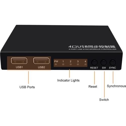 KM Switch USB Synchronous Switching Controller Keyboard Mouse Sharing Synchronous Controller for Windows/Linux/Android OS 12Mbps