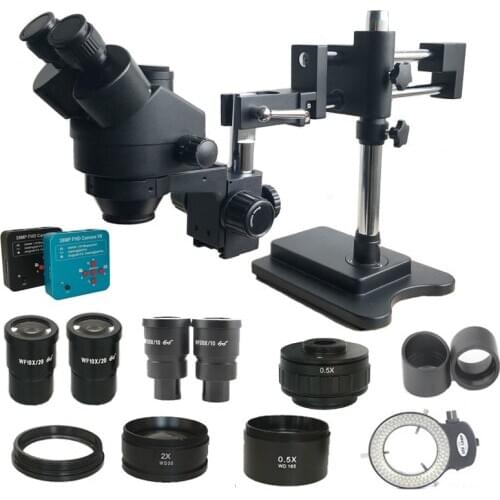 3.5X-180X Double Boom Simul Focal Trinocular Stereo Microscope 38MP 2K Microscopio USB Camera Phone PCB Repair Tools Kit