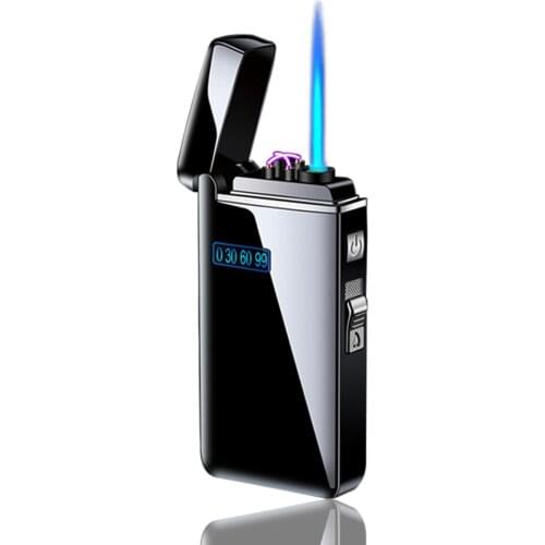 New Windproof Metal USB Lighter Torch Plasma Dual Arc LED Lighter Gas Rechargeable Electric Butane Lighter Jet Gadgets Man