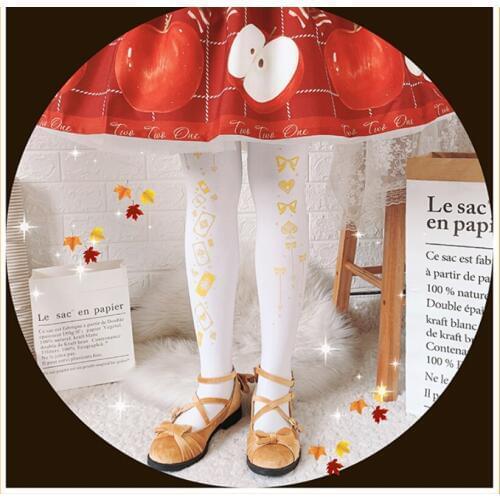 Vintage cute printing student pantyhose loli cosplay gothic lolita Japanese sweet lolita tights soft girl kawaii girl cos loli